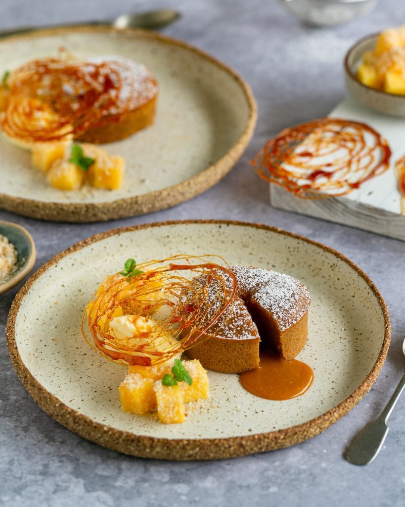 Cut Salted Caramel Fondant showing the caramel filling oozing out