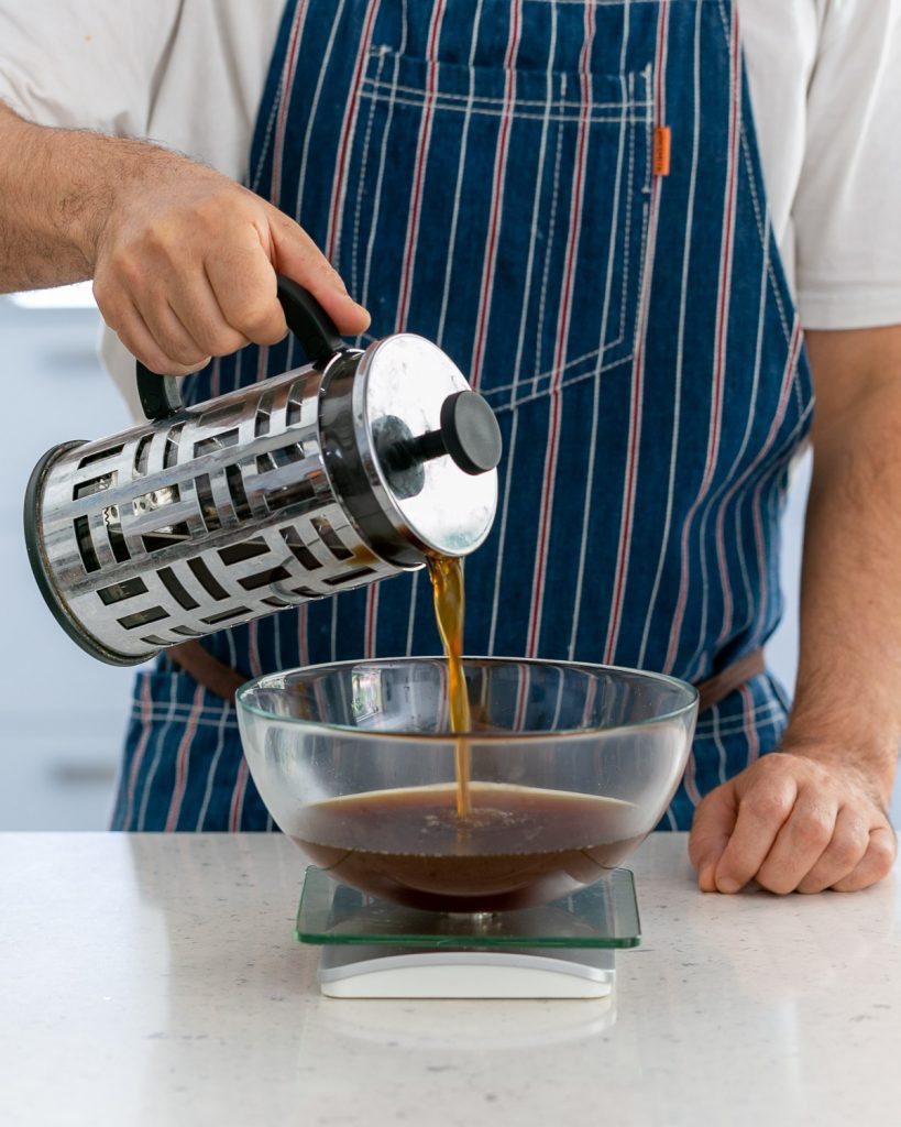 Filter coffee to make coffee granita