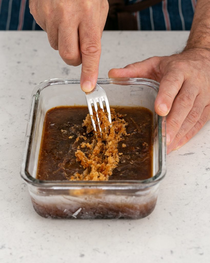 scraped frozen granita with a fork