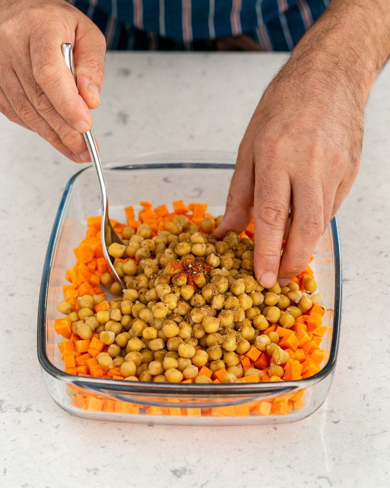 Sweet potato chickpea with spices for puri filling