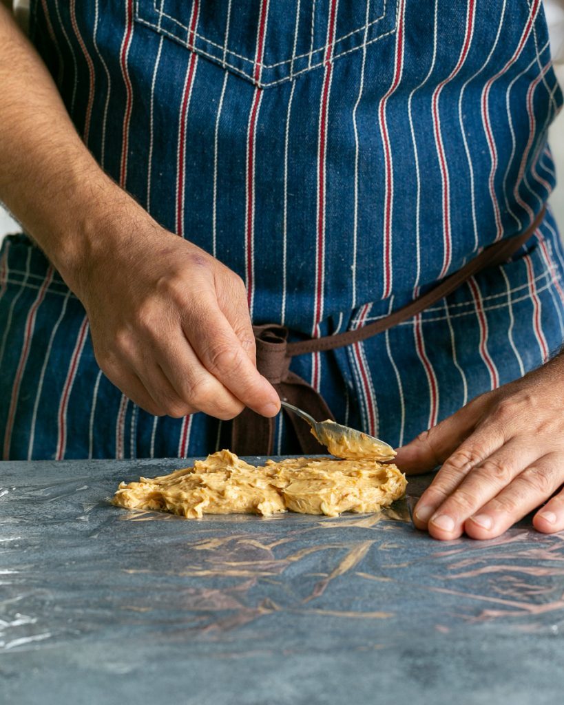 Making miso butter for the oven baked scallops