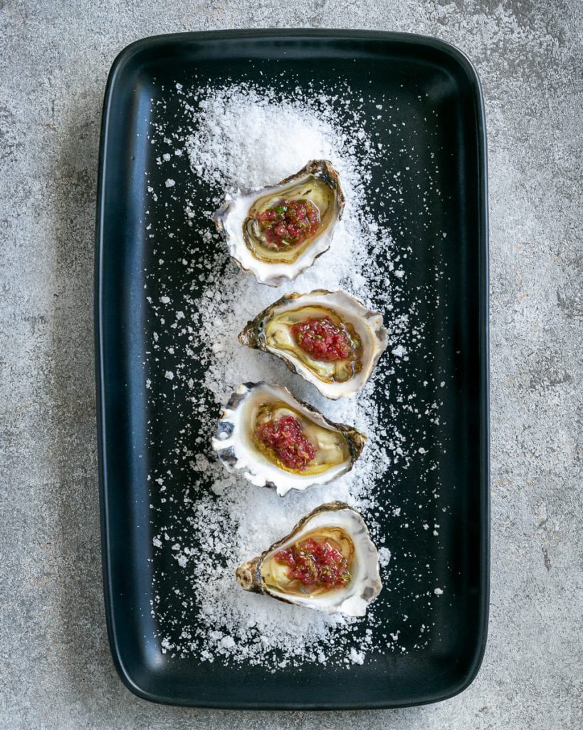 Oysters with finger lime dressing