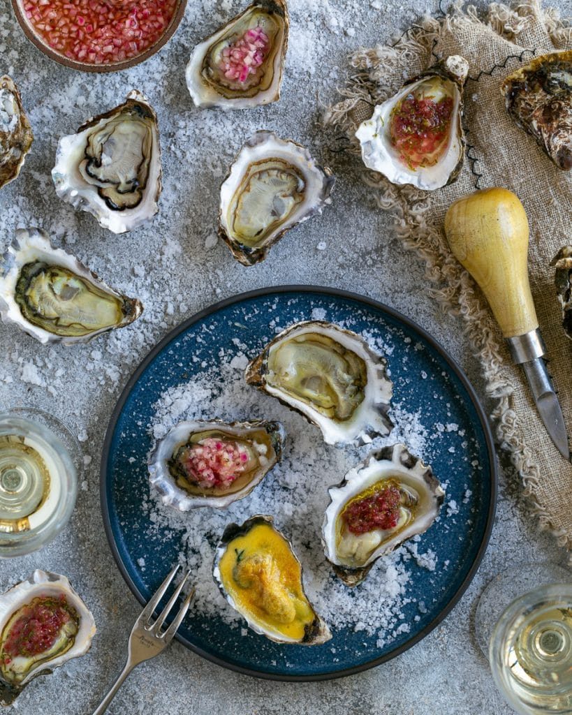 Selection of oysters on a plate