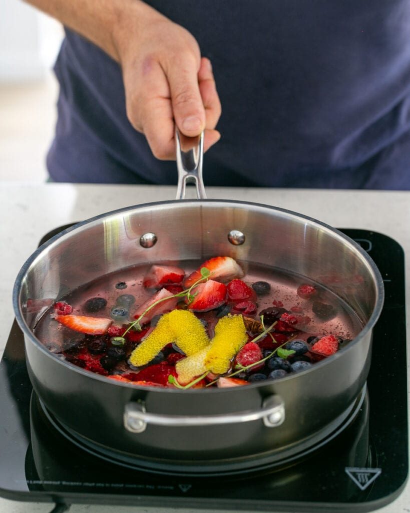 Simmering berry soup