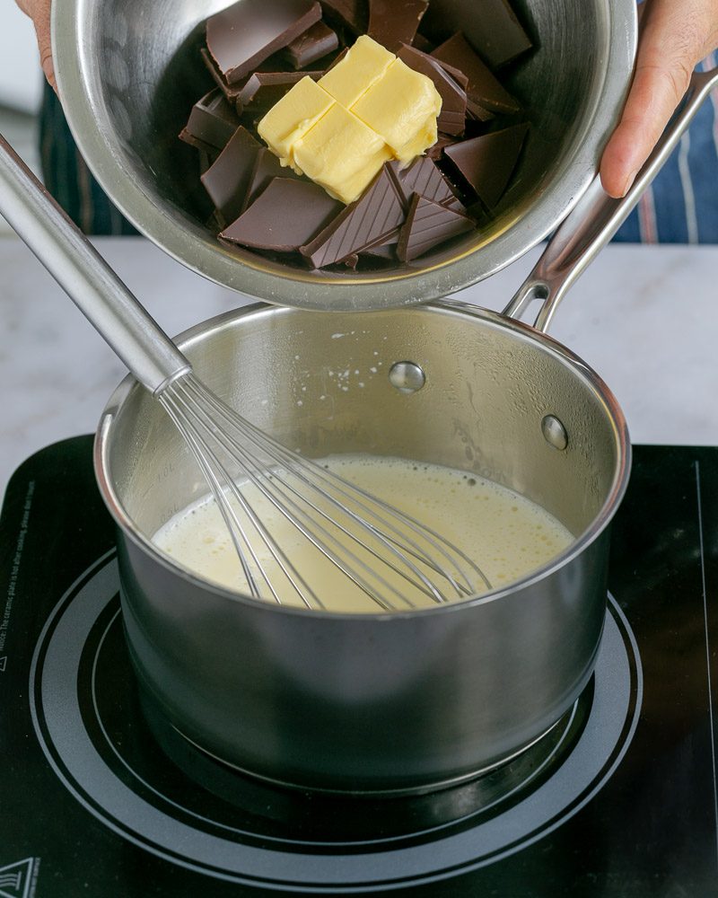 Making ganache in pan