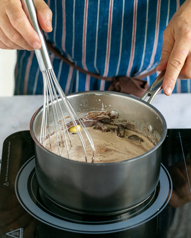 Making ganache in a pan