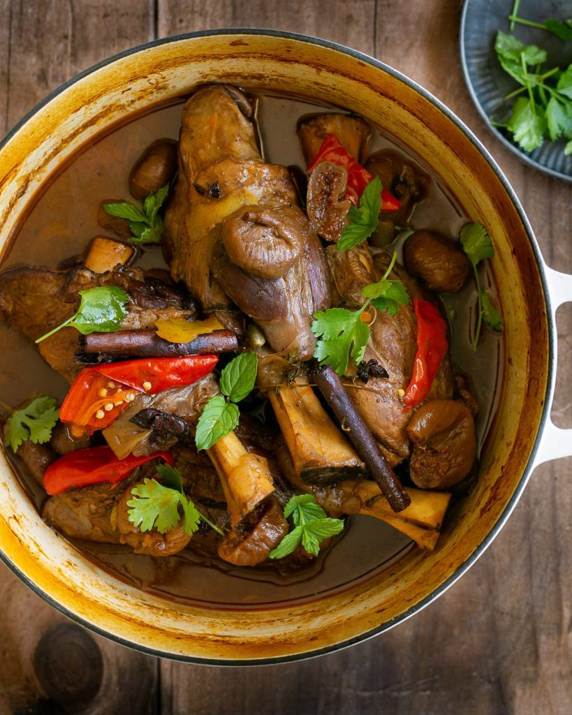 Oven braised Lamb Shanks with Figs and Spices