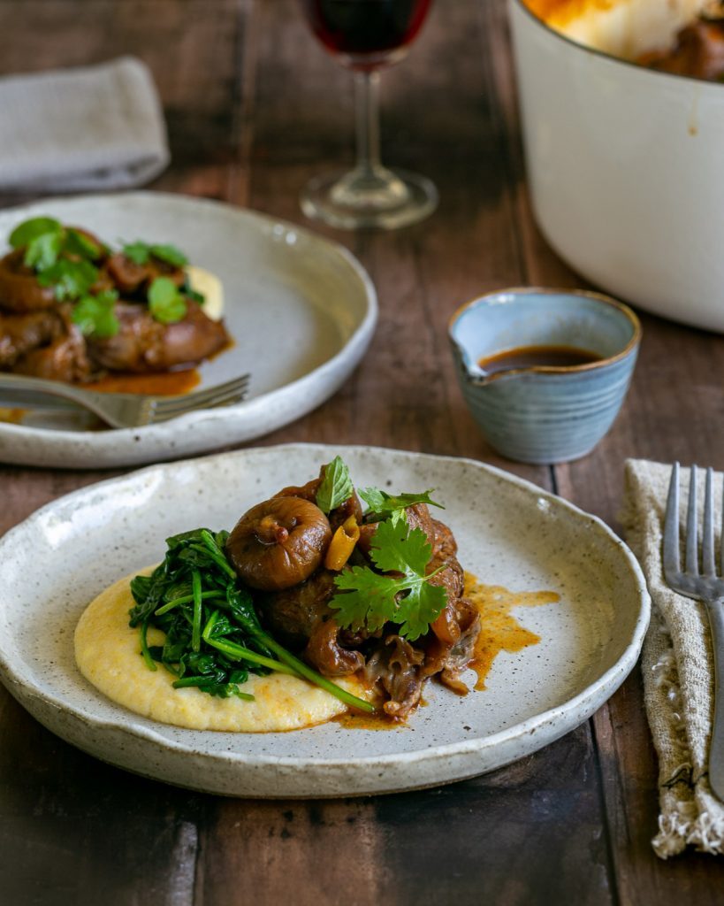 Oven braised Lamb Shanks with Figs and Spices