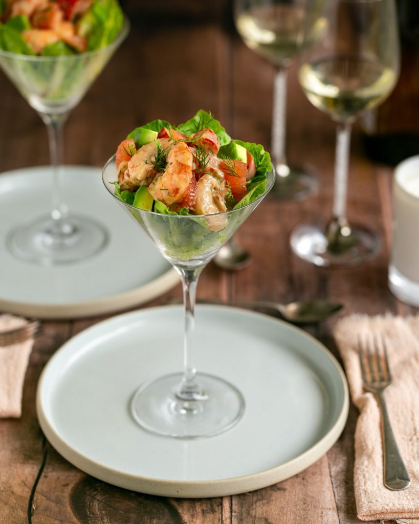 Prawn cocktail served in a martini glass