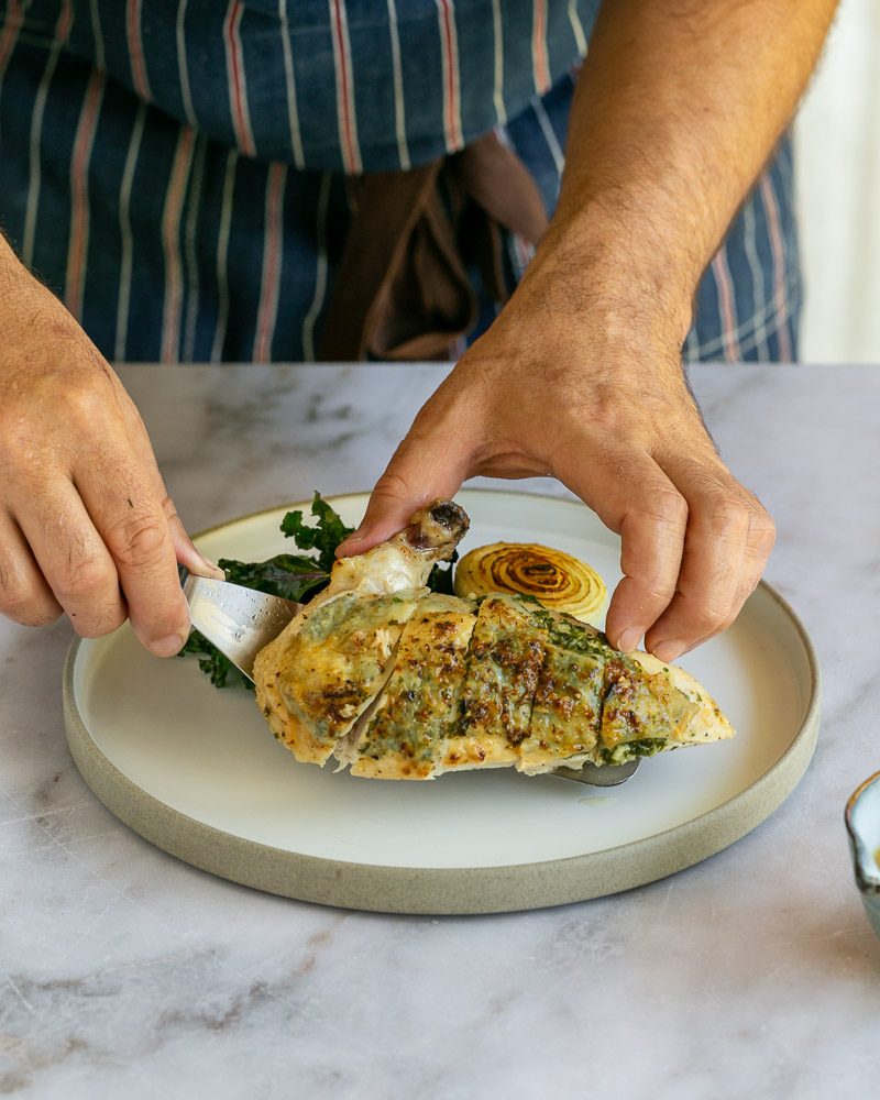 Plating up baked chicken breasts