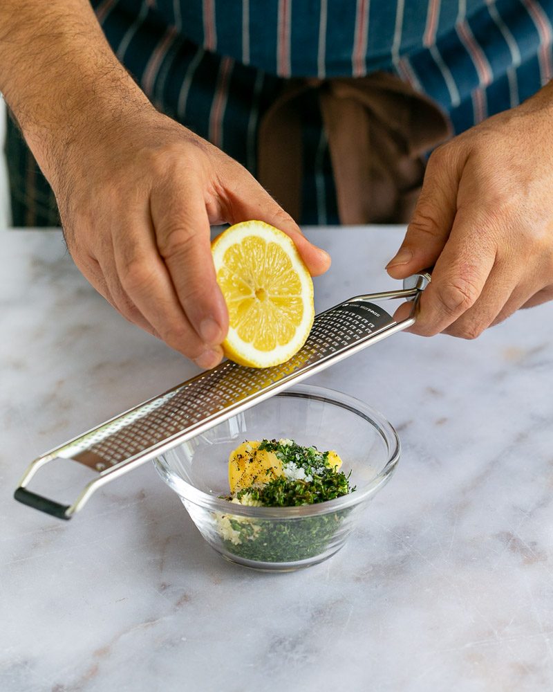 Ingredients to make Garlic Herb butter to roast chicken breasts