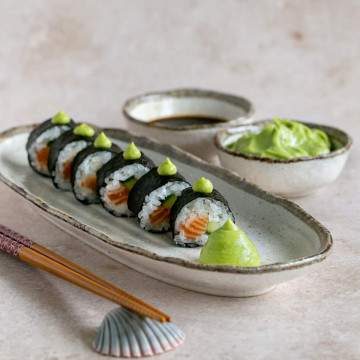 Avocado and Wasabi Sauce with Sushi