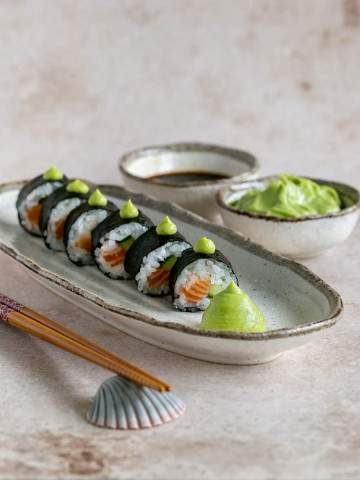 Avocado and Wasabi Sauce with Sushi