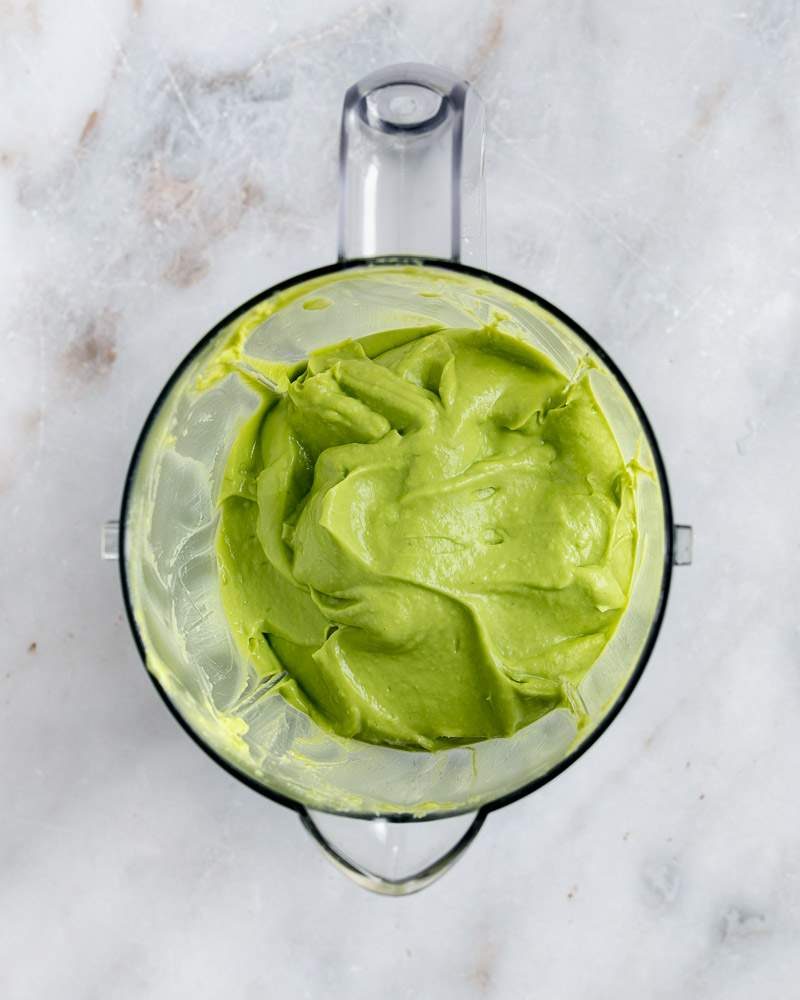 Avocado and wasabi sauce in the blender