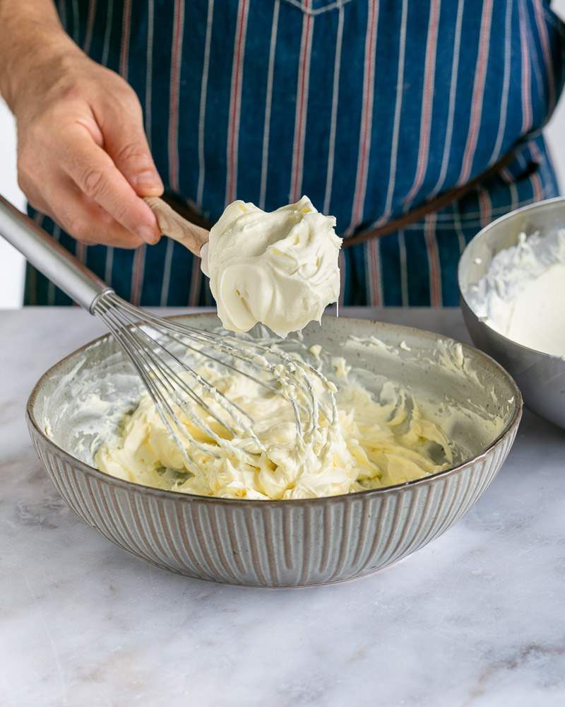 Whipped cream sugar added to the cream cheese mix