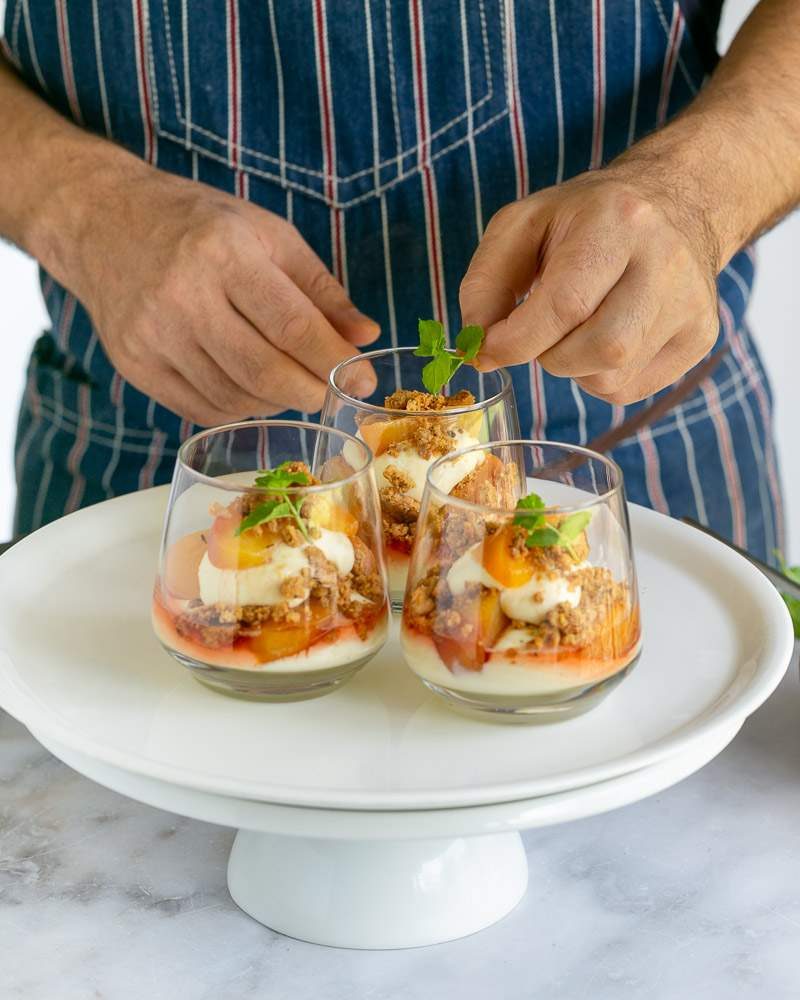 Plated Lemon cheesecake mousse in a glass