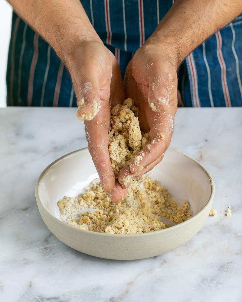 Ingredients to make almond crumble