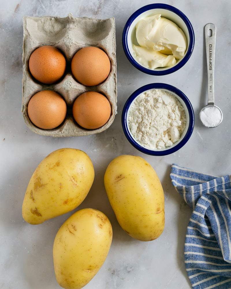 Ingredients to make potato blinis
