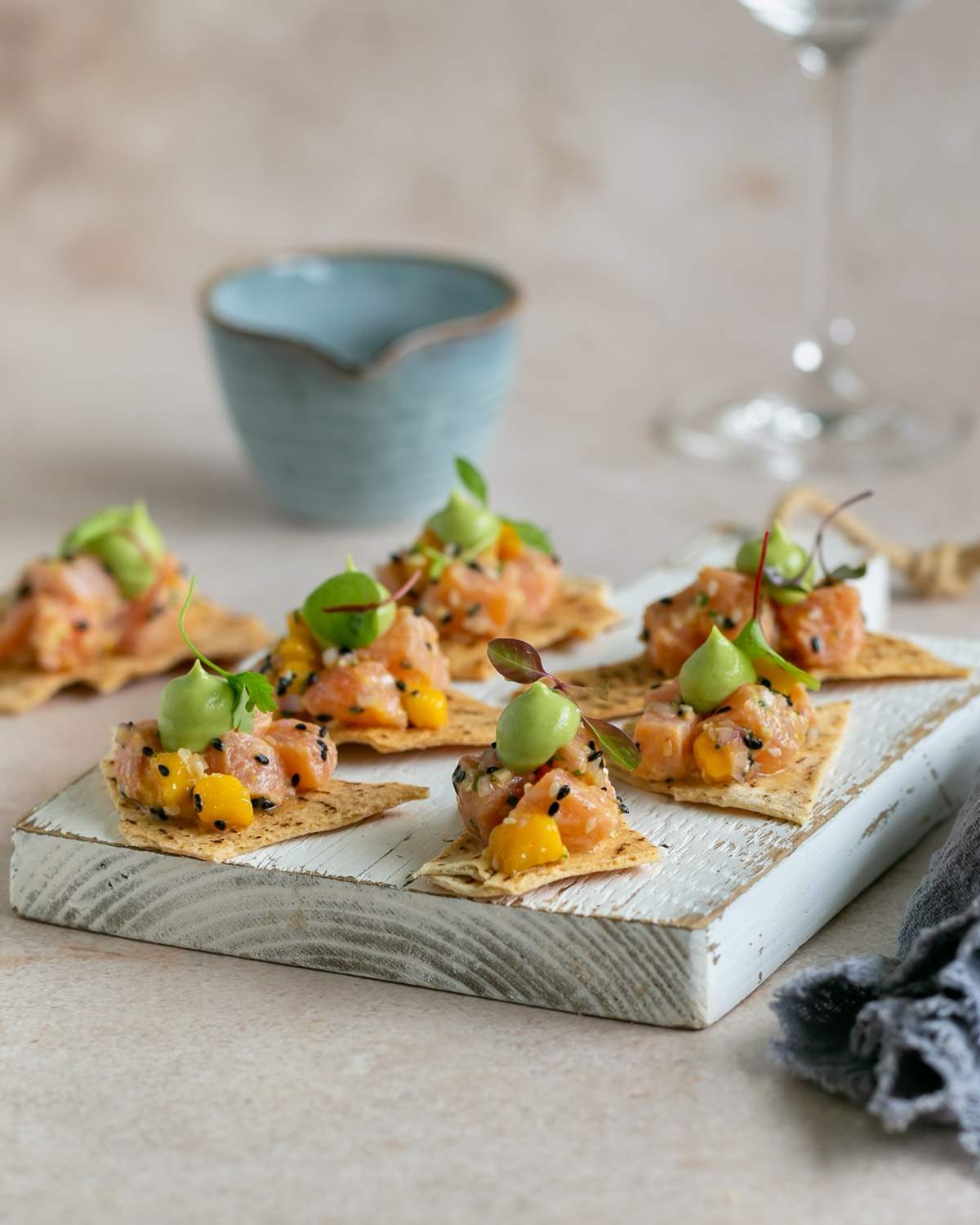 Salmon tartare served as a canape