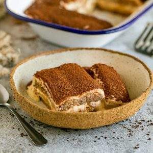 Italian tiramisu served in a bowl