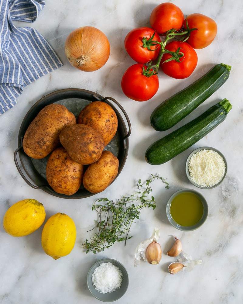 Ingredients to make potato gratin