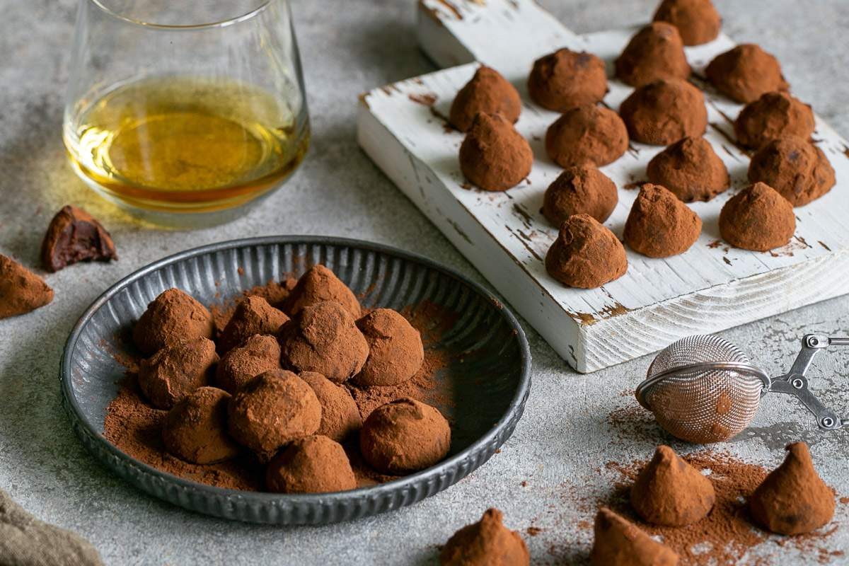 Chocolate truffles in a plate