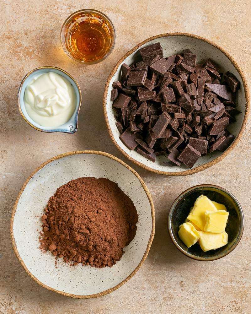 Ingredients to make truffles