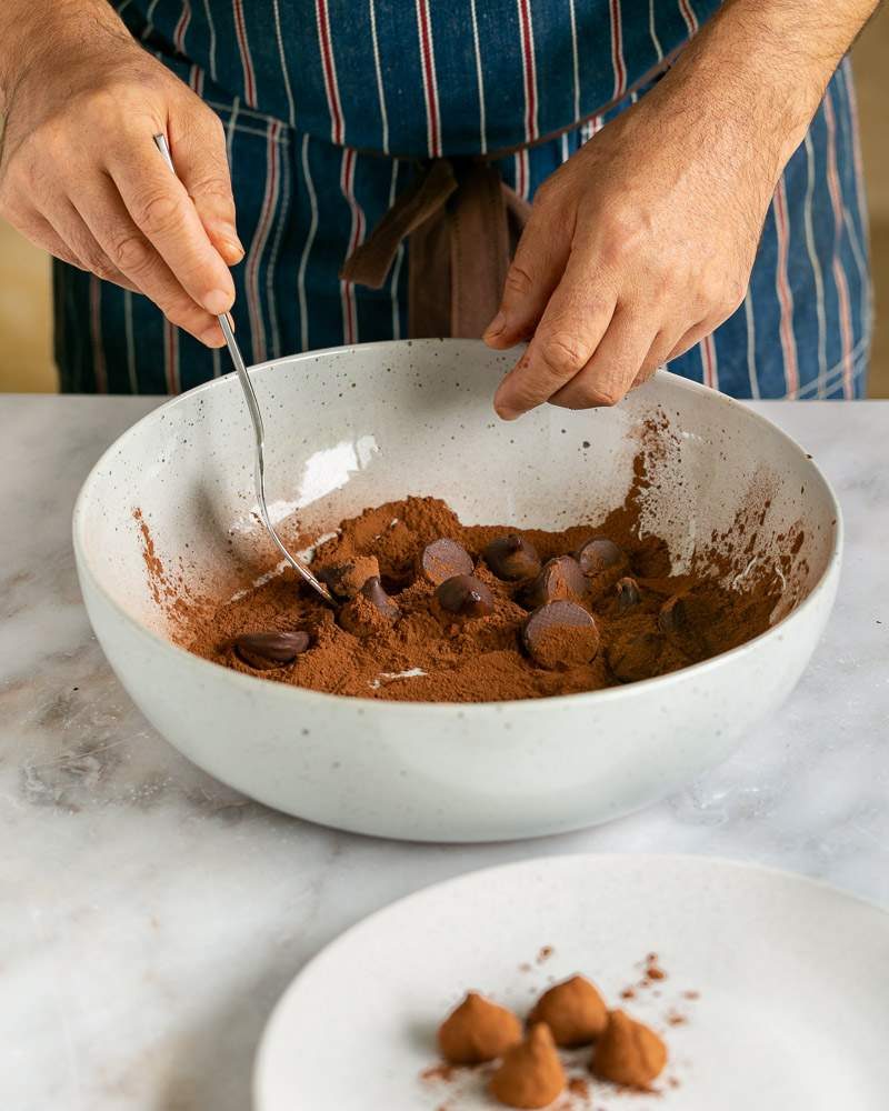 Chocolate truffles dusted in cocoa powder