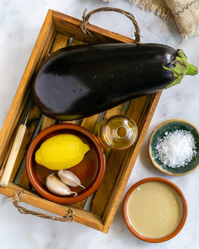 Ingredients to make babaganoush