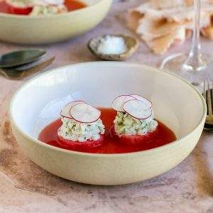 Crab salad with watermelon