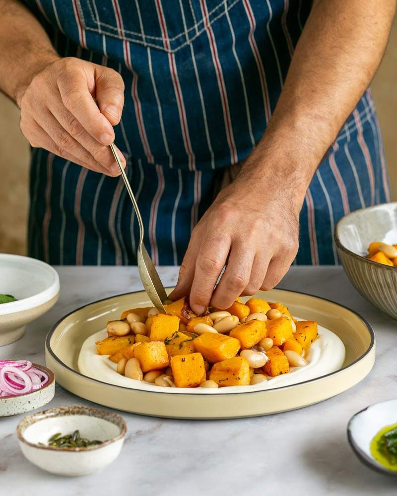 Plating up the salad