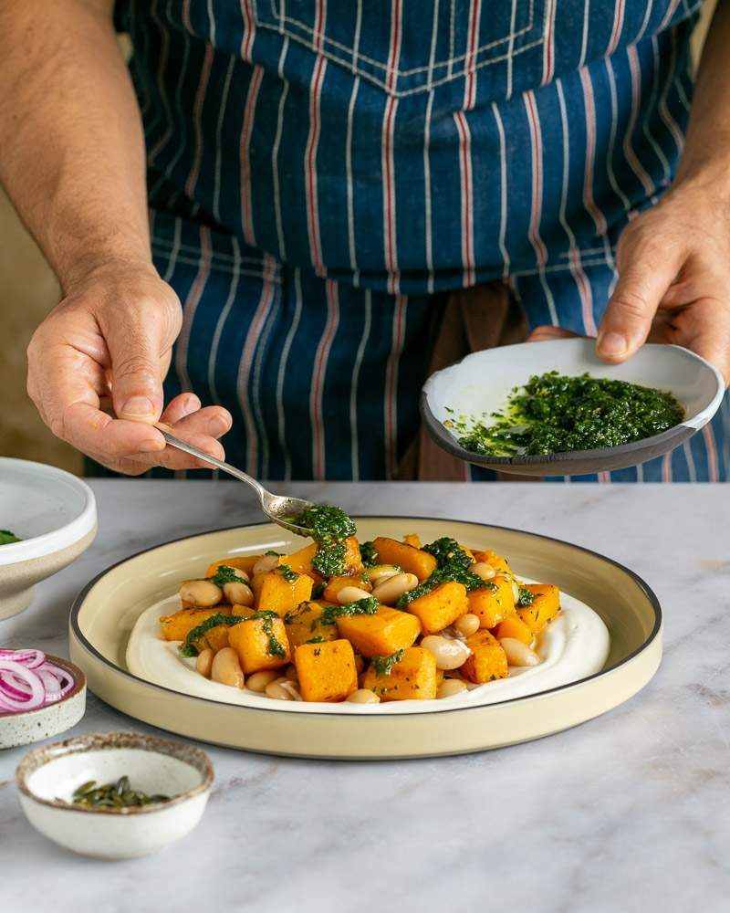 Plating up the salad