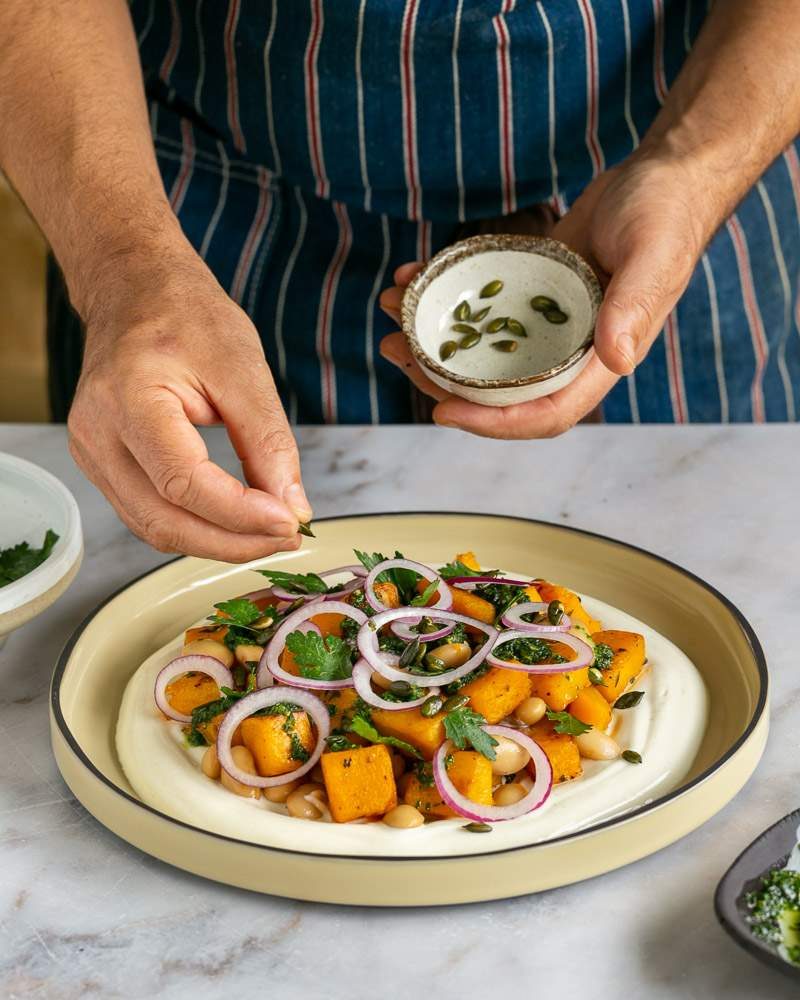 Plating up the salad