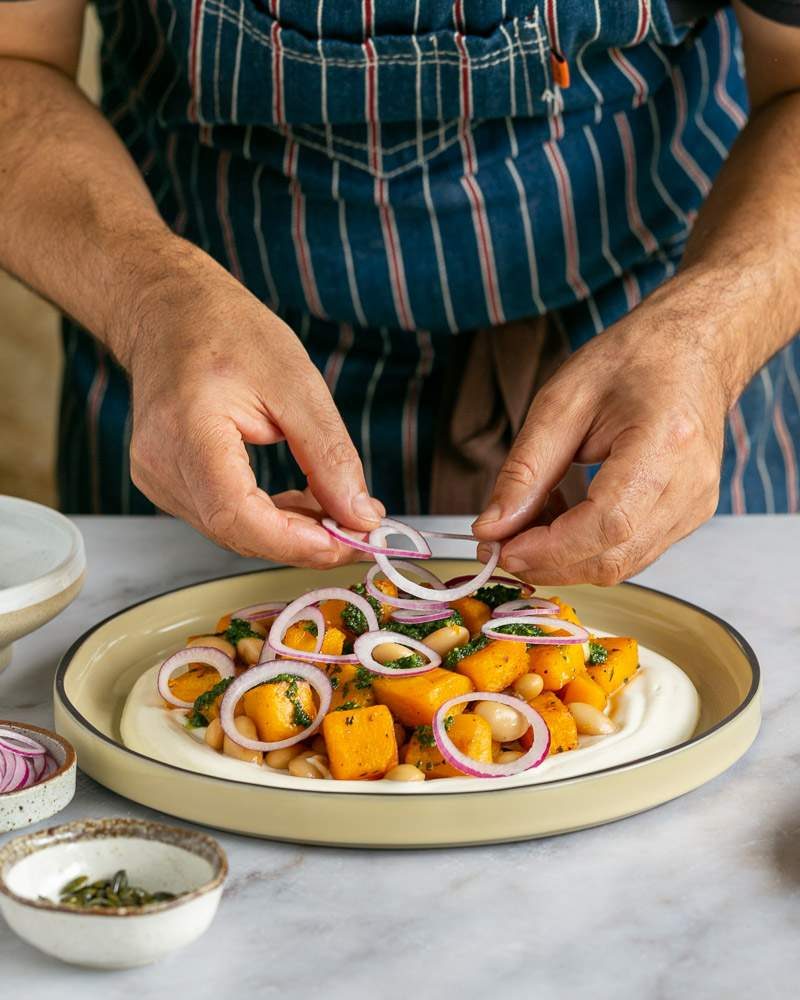 Plating up the salad