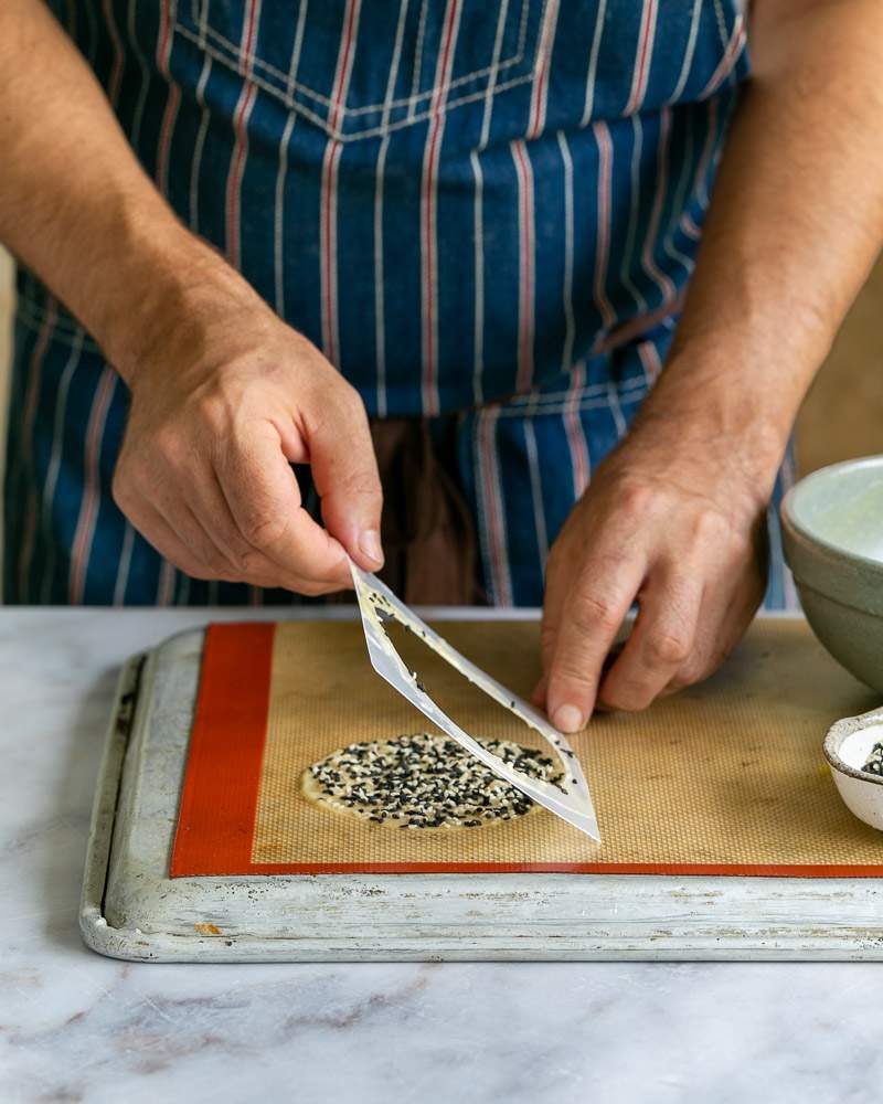 Making tuiles using homemade stencil