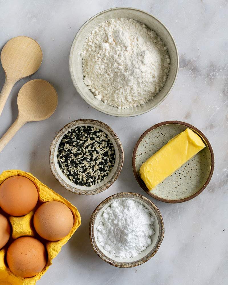 Ingredients to make sesame tuile