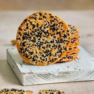 Sesame Tuile on wooden board
