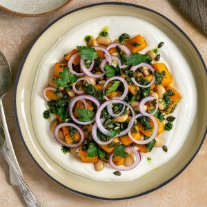 Butternut Squash Salad with White Beans and Pesto