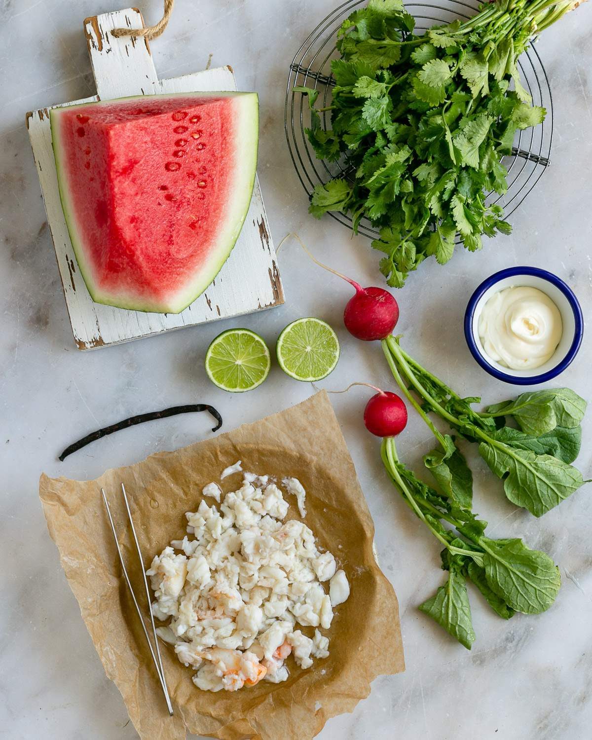 Ingredients to make watermelon gazpacho 