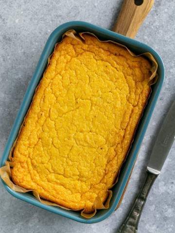 Baked cornbread out of the oven