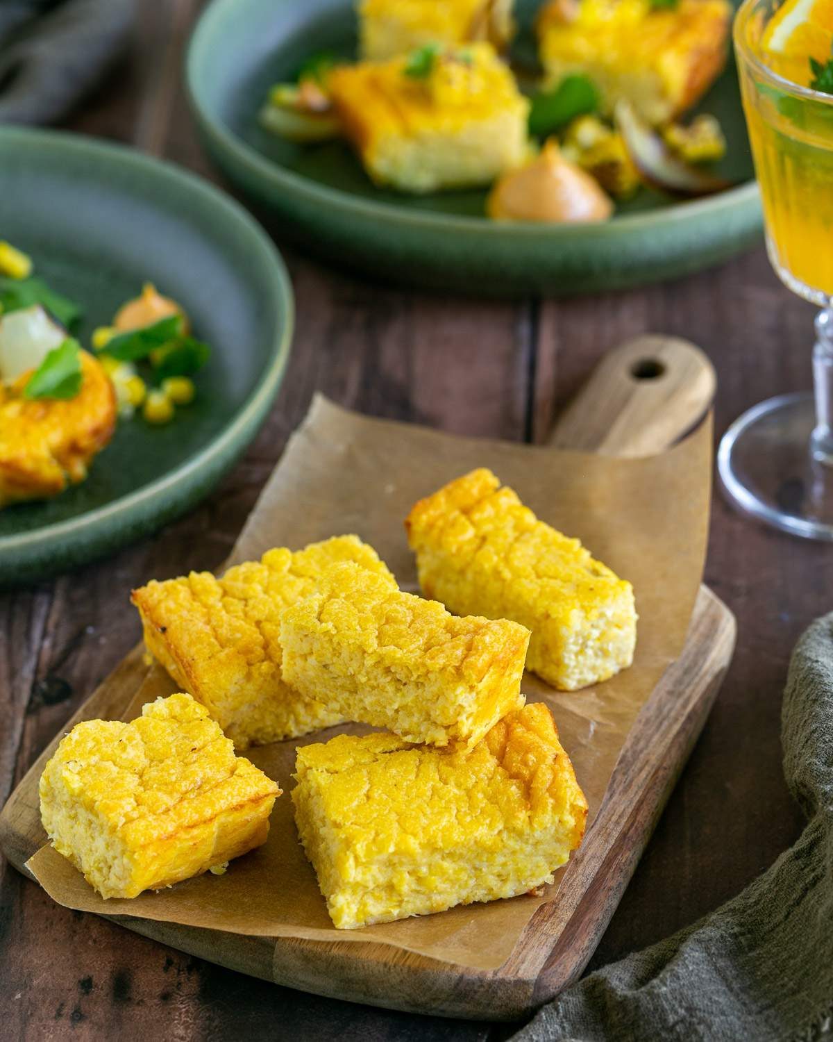 Cut cornbread