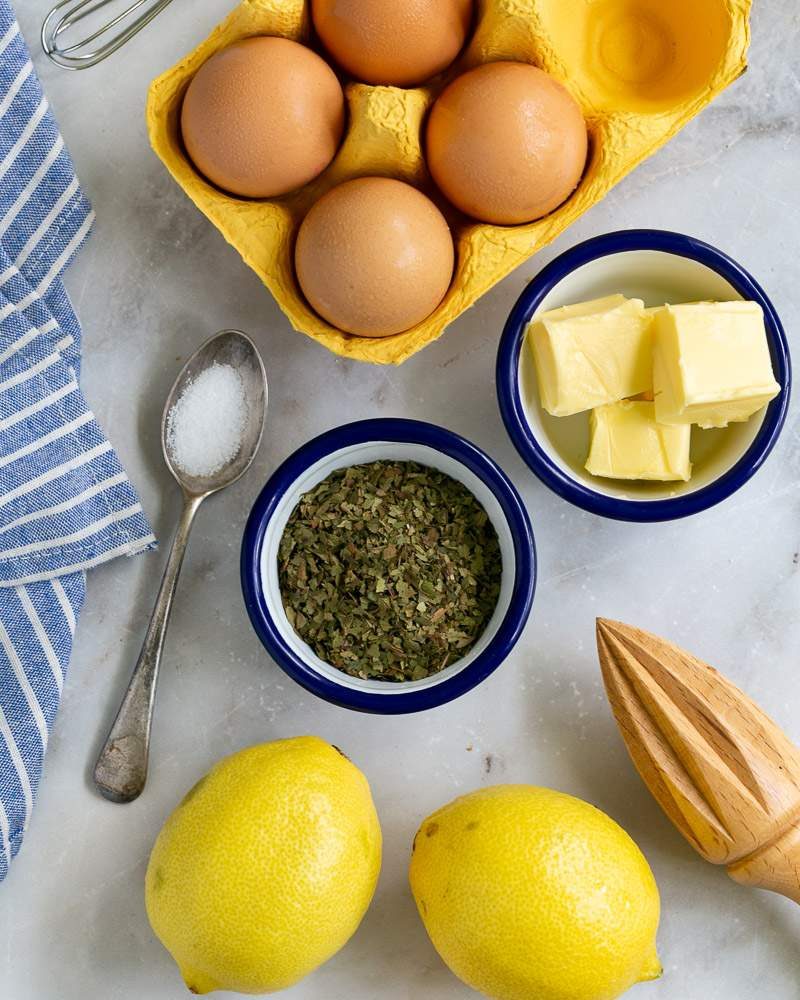 Ingredients to make lemon curd