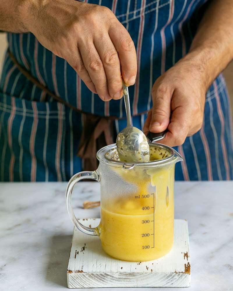 straining lemon myrtle curd