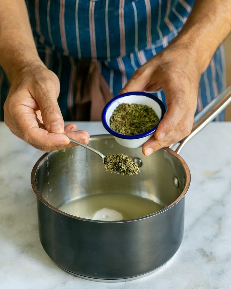 Making lemon myrtle curd