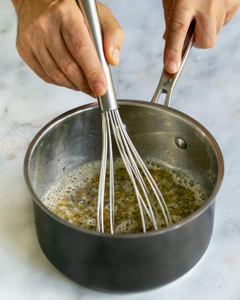 Mixing ingredients to make curd