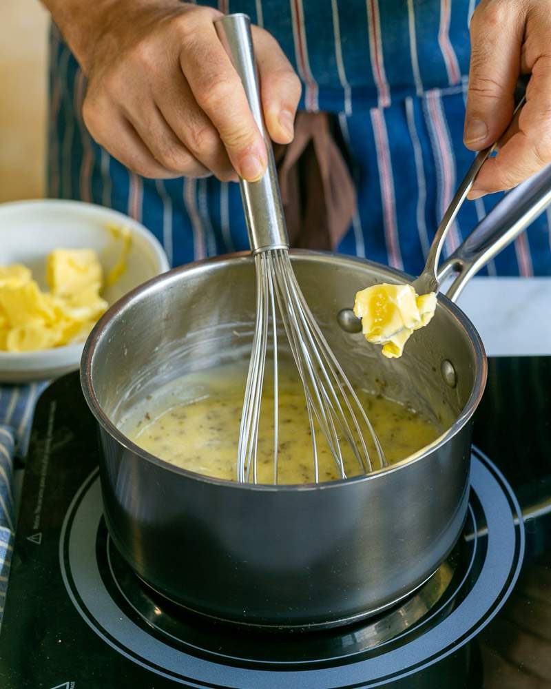 Adding butter to lemon curd