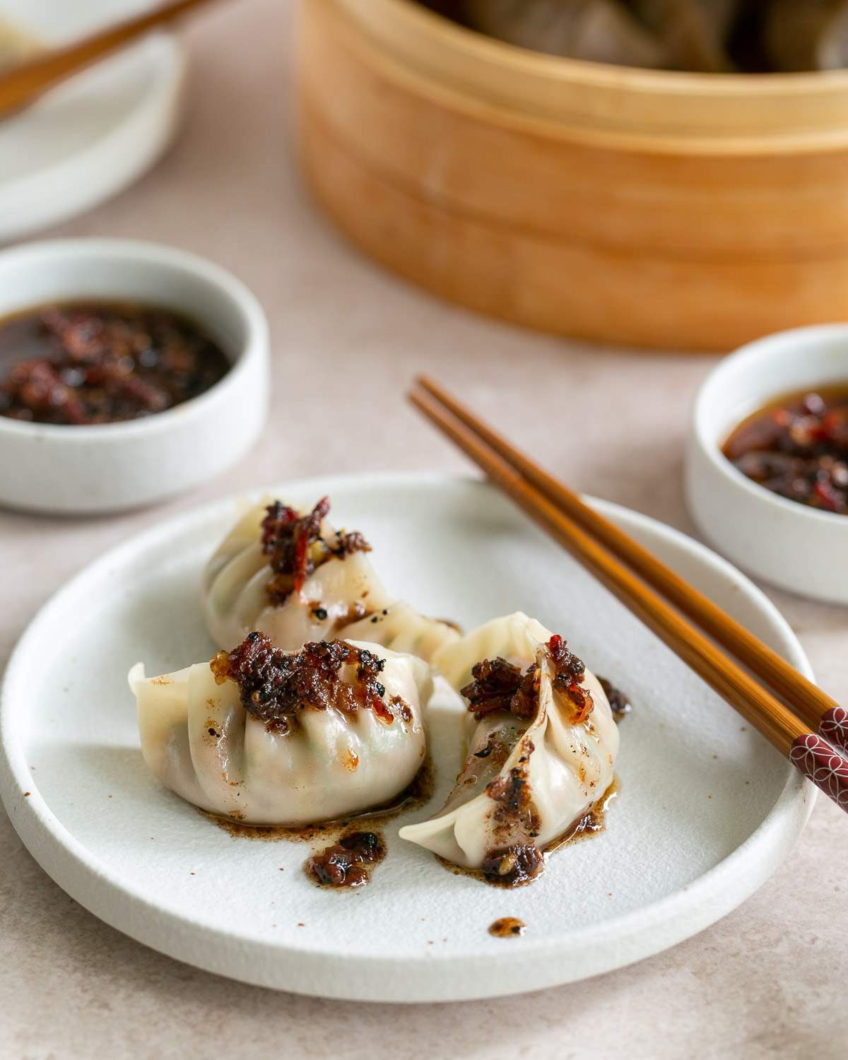 Chili oil with dumplings