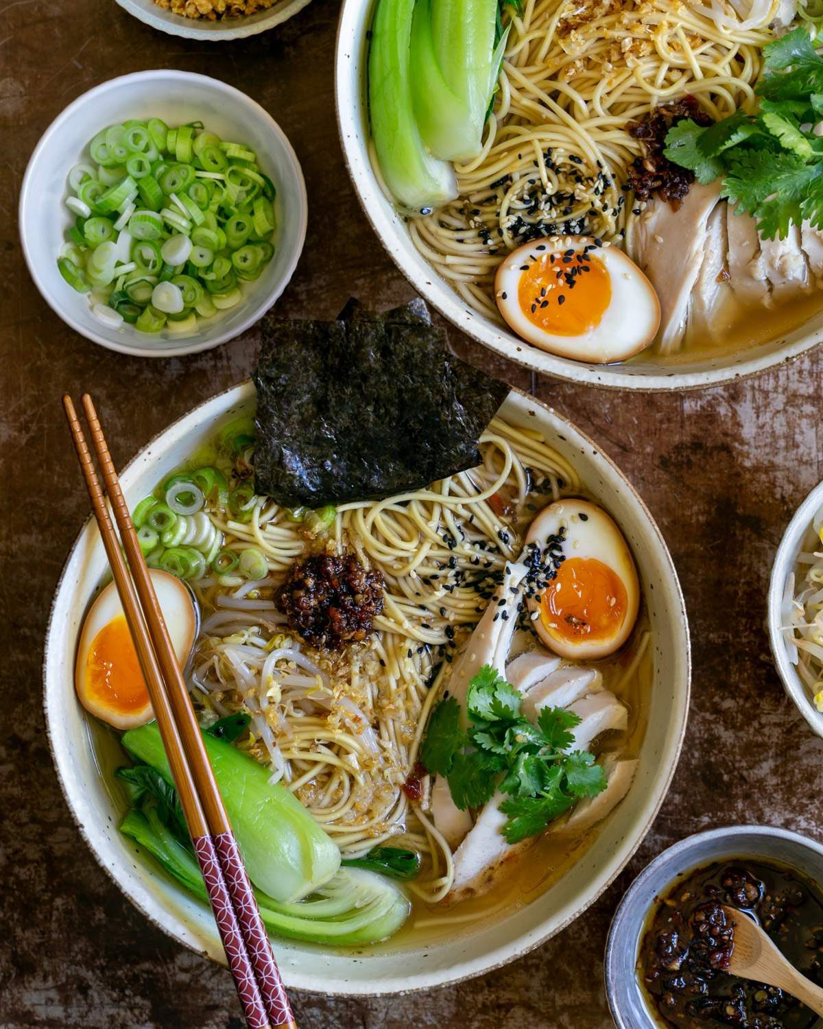 Plated Chicken Ramen Noodle Soup