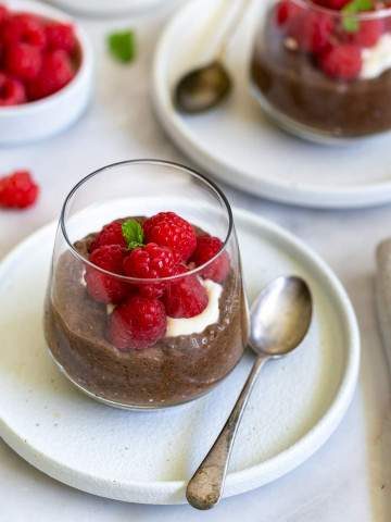 Chocolate chia pudding with oat milk