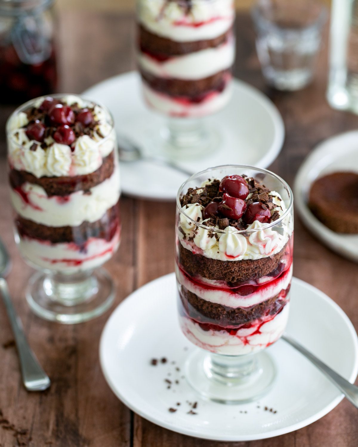 Chilled German Black Forest Cake in a Glass